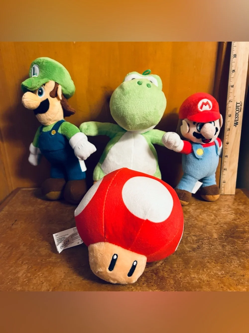 Nintendo Super Mario 4 Pc Plush Set: Mario Luigi Yoshi & Mushroom Stuffed Animal